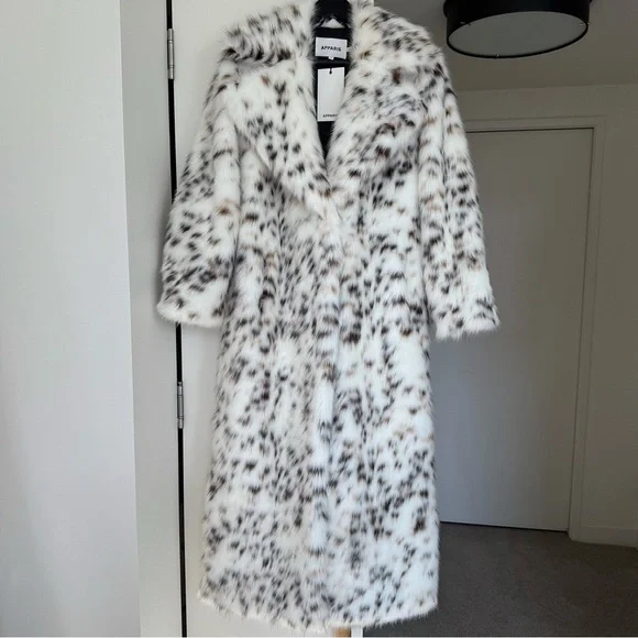 Luxury Brand New Apparis Gabrielle Maxi Coat. M size. Snow Leopard Print. - Picture 2 of 14